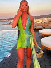 Print Mini Dress Backless Ruffles Bodycon Floral Dress